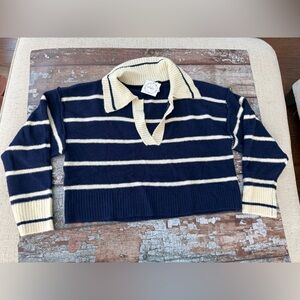 BNWT Navy and Cream Striped Sweater